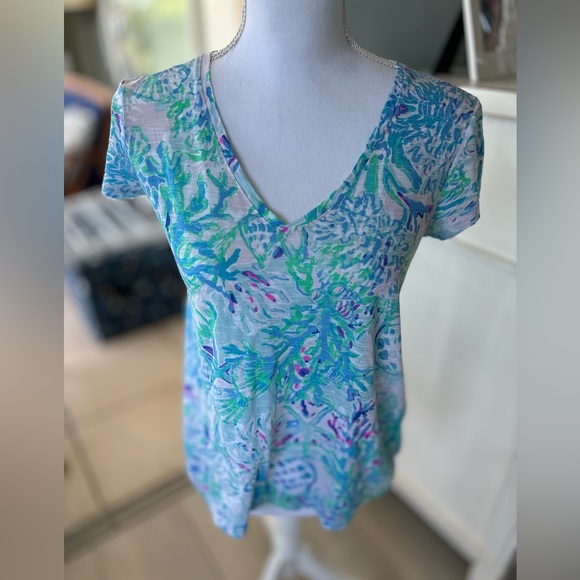 Lilly Pulitzer Etta V-neck Top Amethyst Tint Craysea - Picture 3 of 10